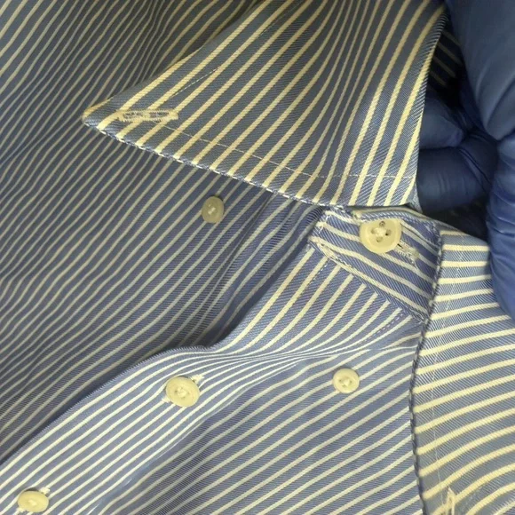Lauren Ralph Lauren Men's Non-Iron Blue & White Striped Dress Shirt 100% Cotton - Picture 6 of 9